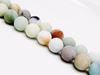 Picture of 8x8 mm, round, gemstone beads, multicolored amazonite, natural, frosted