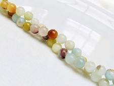 Picture of 6x6 mm, round, gemstone beads, multicolored amazonite, natural