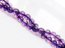 Picture of 6x6 mm, round, gemstone beads, amethyst, medium purple, natural, AA-grade