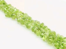 Picture of 3x8 mm, chips, gemstone beads, center-drilled, peridot, natural, B-grade, one strand