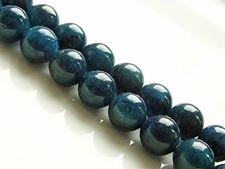 Picture of 8x8 mm, round, gemstone beads, apatite, deep green-blue, natural