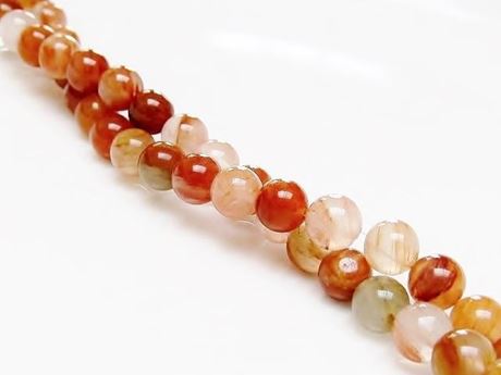 Picture of 6x6 mm, round, gemstone beads, aventurine, peach-orange red, natural