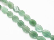 Image de 18x13 mm, perles ovales plates torsadées, pierres gemmes, aventurine, verte, naturelle