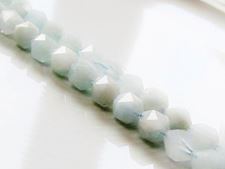 Picture of 7x8 mm, round English cut, gemstone beads, aquamarine, natural, faceted