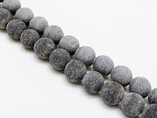 Picture of 10x10 mm, round, gemstone beads, Blackstone, frosted