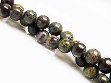 Picture of 6x6 mm, round, gemstone beads, Bloodstone, natural