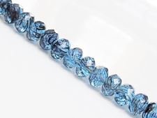 Picture of 5x8 mm, Czech faceted rondelle beads, iris blue, transparent, black veined