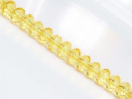 Picture of 5x8 mm, Czech faceted rondelle beads, light topaz yellow, transparent