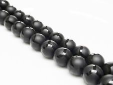 Image de 10x10 mm, perles rondes, pierres gemmes, onyx, noir, dépoli, design polygone lustré