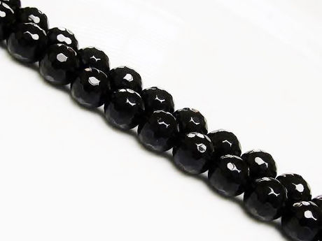 Image de 8x8 mm, perles rondes, pierres gemmes, onyx, noir, qualité A, à facettes
