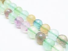 Picture of 8x8 mm, round, gemstone beads, fluorite, rainbow, natural, faceted