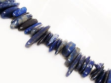 Picture of 6x18 mm, long chips, gemstone beads, lapis lazuli, natural, A+-grade, one strand