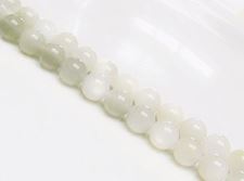 Picture of 8x8 mm, round, gemstone beads, moonstone, light grey, natural, A-grade