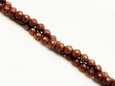 Image de 4x4 mm, perles rondes, pierres gemmes, hématite, métallisée brun rouge, à facettes, dépoli