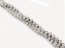 Image de 3x4 mm, perles toupies dentelées, pierres gemmes, hématite, métallisée de rhodium