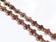 Image de 8x8 mm, perles en croix grecque, pierres gemmes, hématite, métallisée brun roux