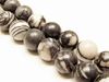 Image de 10x10 mm, perles rondes, pierres gemmes, jaspe veiné noir, naturel