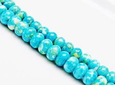 Picture of 5x8 mm, rondelle, gemstone beads, howlite, blue-yellow