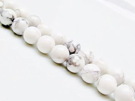 Picture of 8x8 mm, round, gemstone beads, howlite, white, natural