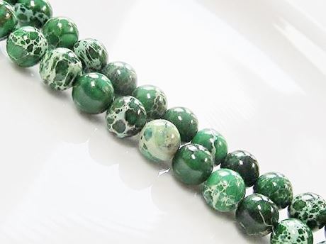 Picture of 8x8 mm, round, gemstone beads, impression jasper, A-grade, emerald green