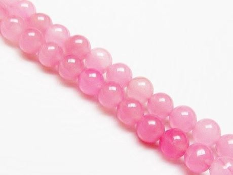 Picture of 6x6 mm, round, gemstone beads, jade, light melon pink, A-grade