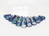 Image de 9x16-10x39 mm, pendentif, pierre gemme, jaspe impression, set bleu, 11 pièces