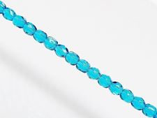 Picture of 3x3 mm, Czech faceted round beads, deep sky blue, transparent