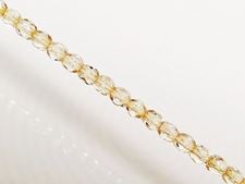 Image de 3x3 mm, perles à facettes tchèques rondes, transparentes, lustrées beige champagne