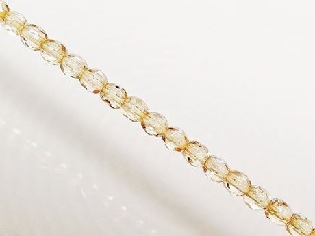 Image de 3x3 mm, perles à facettes tchèques rondes, transparentes, lustrées beige champagne