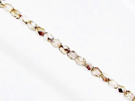 Image de 3x3 mm, perles à facettes tchèques rondes, transparentes, lustrées gris fumé, miroir partiel