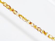 Image de 3x3 mm, perles à facettes tchèques rondes, transparentes, lustrées panaché de jaune miel topaze