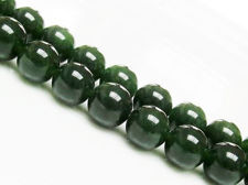 Image de 10x10 mm, perles rondes, pierres gemmes, jade, vert olive profond, qualité A