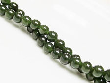 Picture of 6x6 mm, round, gemstone beads, jade, deep olive green, A-grade