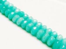 Picture of 5x8 mm, rondelle, gemstone beads, jade, turquoise green, A-grade, faceted