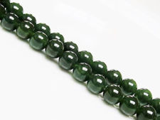 Picture of 8x8 mm, round, gemstone beads, jade, deep olive green, A-grade