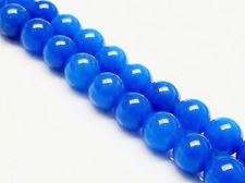 Picture of 8x8 mm, round, gemstone beads, jade, deep blue, A-grade