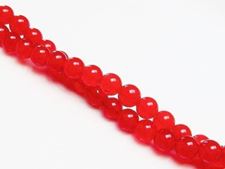 Picture of 6x6 mm, round, gemstone beads, jade, red, A-grade