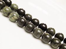Picture of 10x10 mm, round, gemstone beads, African green jasper, natural
