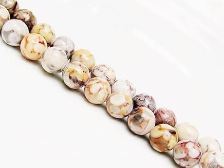 Picture of 8x8 mm, round, gemstone beads, ocean jasper, beige, natural
