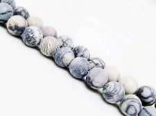 Picture of 8x8 mm, round, gemstone beads, spiderweb jasper, natural, frosted