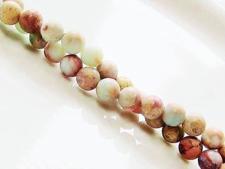 Picture of 6x6 mm, round, gemstone beads, impression jasper, natural, frosted