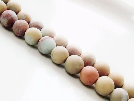 Picture of 8x8 mm, round, gemstone beads, impression jasper, natural, frosted