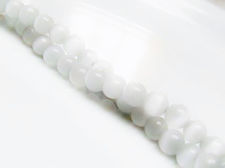 Image de 6x6 mm, perles rondes, pierres gemmes, oeil-de-chat, blanc, un brin