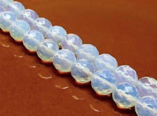 Image de 10x10 mm, perles rondes, pierres gemmes, opalite ou quartz opale, à facettes