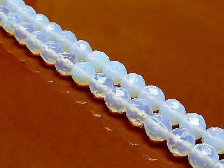 Picture of 8x8 mm, round, gemstone beads, opalite or opal quartz, faceted
