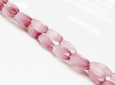 Picture of 12x6 mm, twisted oval, gemstone beads, cat's eye, lavender pink, one strand