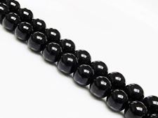 Picture of 8x8 mm, round, gemstone beads, tourmaline, black, natural