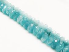Image de 5x8 mm, perles rondelles, pierres gemmes, quartz éponge, bleu sinbad, à facettes