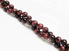 Picture of 6x6 mm, round, gemstone beads, tiger eye, red, A-grade