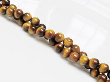 Image de 6x6 mm, perles rondes, pierres gemmes, oeil-de-tigre, brun doré, naturel, qualité A